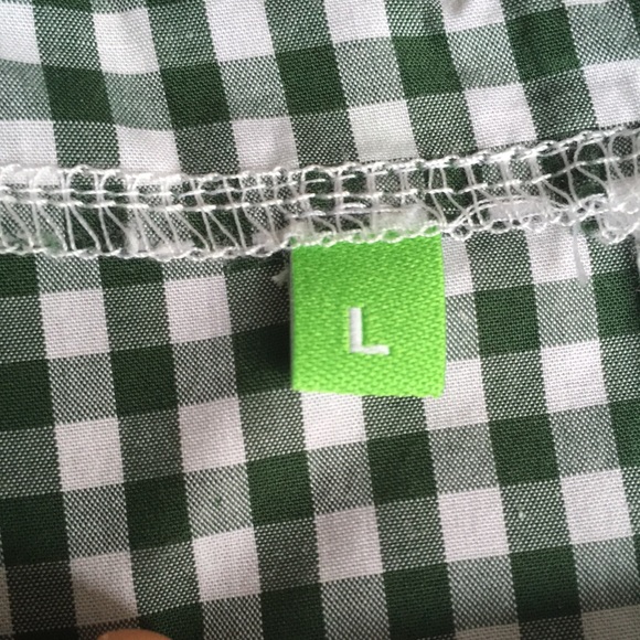 Green and White Plaid Checkered Smock Shirt - Picture 6 of 15